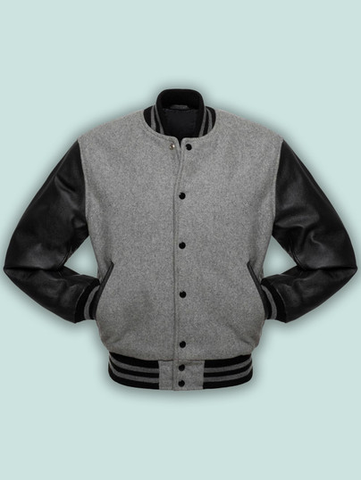 Grey Stylish Black Varsity Jacket Grey Stylish Black Varsity Jacket