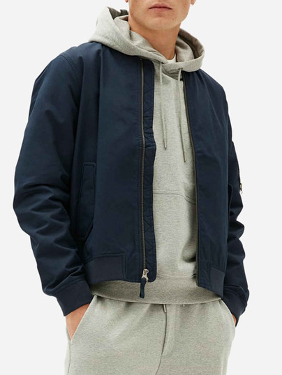 Men Bomber Blue Soft Leather Jacket