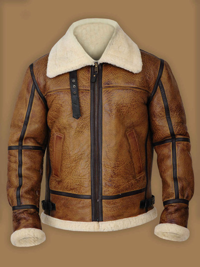 Men Brown B3 Bomber Shearling Jacket Men Brown B3 Bomber Shearling Jacket
