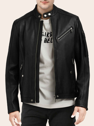 Men’s Real Leather Black Biker Jacket Men’s Real Leather Black Biker Jacket