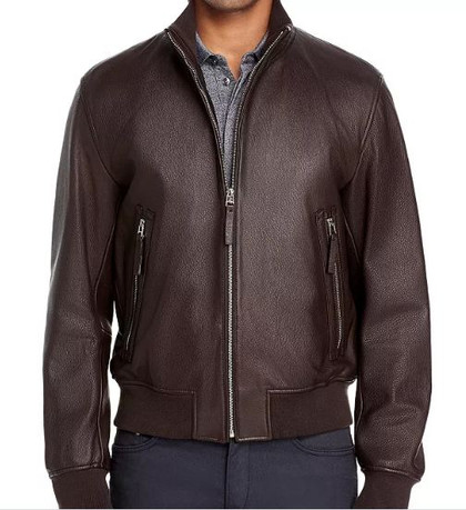 Brown Bomber Seamless Leather Jacket For Men Brown Bomber Seamless Leather Jacket For Men