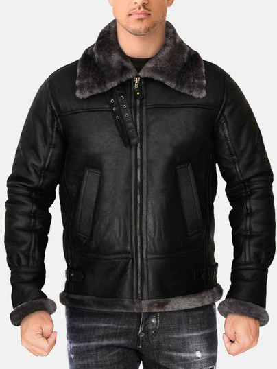 MEN BLACK SALE SHEARLING JACKET