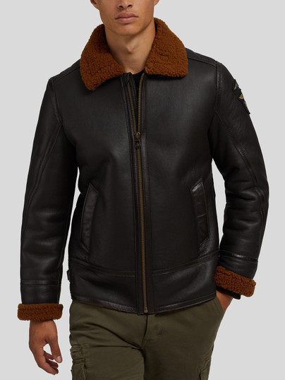 Mens Black Furs Folding Collar Biker Leather Jacket Mens Black Furs Folding Collar Biker Leather Jacket