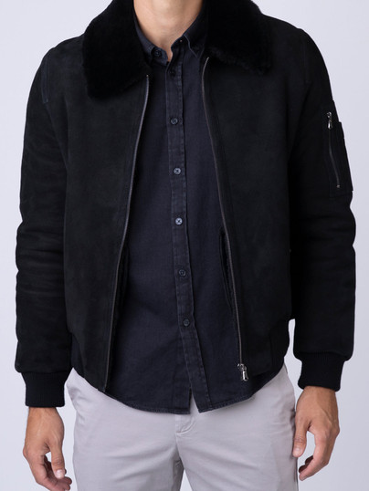 Biker Black Bomber Jacket For Mens
