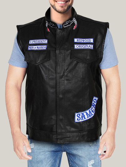 Terrific Bikers Black Leather Vest For Men Terrific Bikers Black Leather Vest For Men