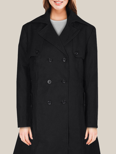 Women’s Lavish Pitch Black Cotton Trench Coat Women’s Lavish Pitch Black Cotton Trench Coat