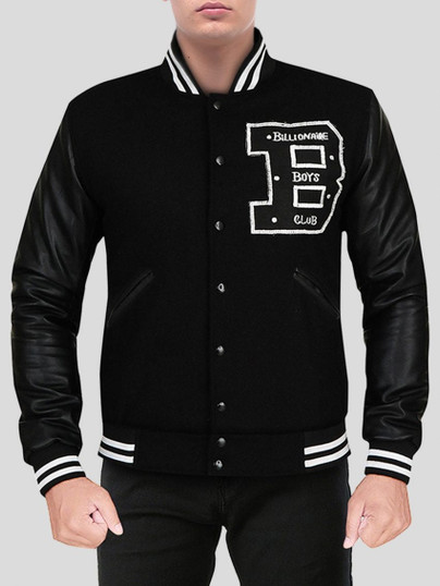 Men's Captivating Deep-Black Varsity Jacket Men's Captivating Deep-Black Varsity Jacket