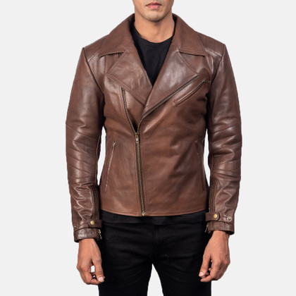 Men's Raiden Brown Leather Biker Jacket Men's Raiden Brown Leather Biker Jacket