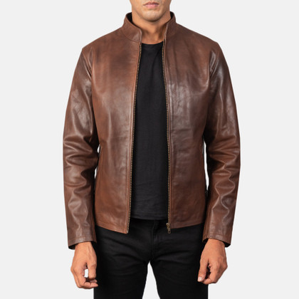 Men's Alex Brown Leather Biker Jacket Men's Alex Brown Leather Biker Jacket
