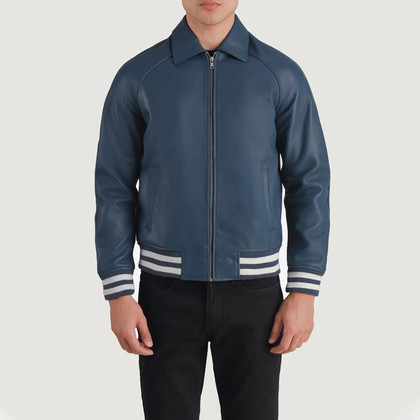 Men's Walton Blue Leather Varsity Jacket Men's Walton Blue Leather Varsity Jacket