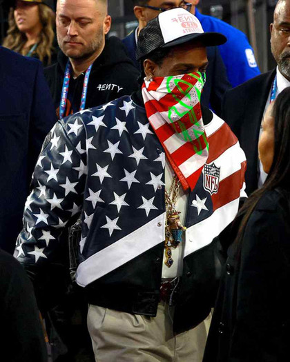 Super Bowl Asap Rocky American Flag Leather Jacket Super Bowl Asap Rocky American Flag Leather Jacket