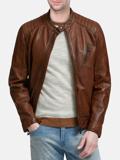 Mens Brown Real Leather Jacket Mens Brown Real Leather Jacket