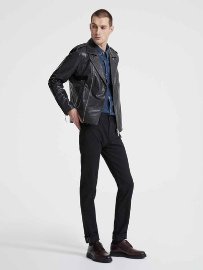 Mens Charcoal Black Biker Jacket Mens Charcoal Black Biker Jacket