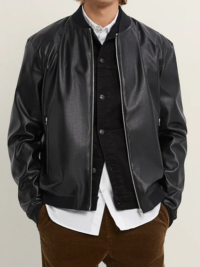 Mens Faux Leather Bomber Jacket Mens Faux Leather Bomber Jacket