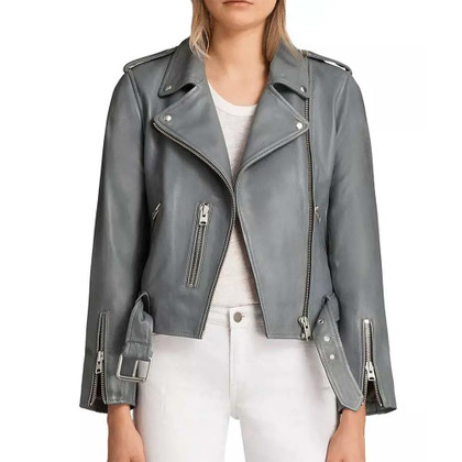 Sheryll Barnes Grey Leather Jacket