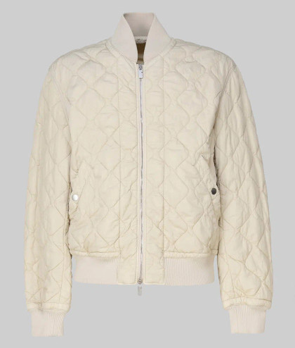 Brad Pitt off white Quilted bomber Jacket 3 Brad Pitt off white Quilted bomber Jacket 3