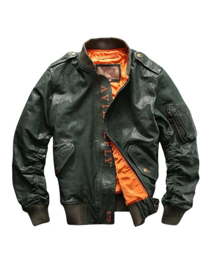 Avirex Ace of Spades Leather Jacket with Patch Avirex Ace of Spades Leather Jacket with Patch