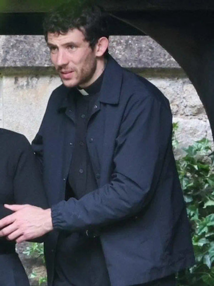 Josh O’Connor Wake Up Dead Man Black Jacket