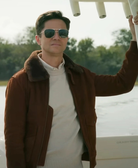 Topher Grace The Waterfront Grady Brown Shearling Jacket