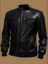 Men Pure Black Biker College Jacket