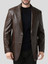 Breasted Brown Leather Blazer Coat