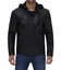 Black Cafe Racer Leather Jacket With Removable Hood