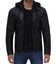 Black Cafe Racer Leather Jacket With Removable Hood