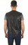 Mens Militry Style Black Leather Vest