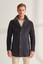 Mens Navy Blue Shearling Leather Coat