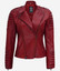 Red Asymmetrical Padded Leather Jacket