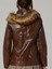 Women Brown Quilted Real Leather Jacket With Fur Hoodie