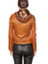 Women Brown Leather Jacket With Hoodie