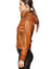 Women Brown Leather Jacket With Hoodie