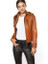Women Brown Leather Jacket With Hoodie