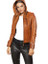 Women Brown Leather Jacket With Hoodie