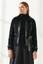 Women's Jet Black Suede Shearling Leather Jacket