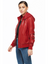 Women Red Lamb Leather Bomber Biker Jacket