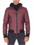 Men Maroon And Black Lambskin Leather Biker Hooded Collar Jacket Men Maroon And Black Lambskin Leather Biker Hooded Collar Jacket