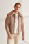 Mens Beige Sports Shearling Leather Jacket Mens Beige Sports Shearling Leather Jacket