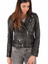Womens Belted Biker Lapel Collar Leather Jacket