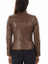 Women Brown Biker Leather Jacket With Snap Button Collar Women Brown Biker Leather Jacket With Snap Button Collar