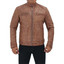 Men's Rib Brown Distressed Leather Biker Jacket Men's Rib Brown Distressed Leather Biker Jacket