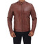 Men's Brown Quilted Leather Motorcycle Jacket