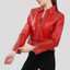 Women’s Studded Red Leather Jacket