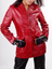 Women's Red Real Leather Biker Coat