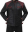 Men's Black and Maroon Quilted Cafe Racer Leather Jacket