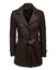 Women's Dark Brown Trench Belted Leather Coat