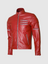 Men Classic Zipper Style Red Leather Jacket