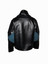 Mens Diamond Blue Patch Black Leather Jacket