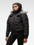 Womens Stylish Bomber Fur Collar Black Jacket